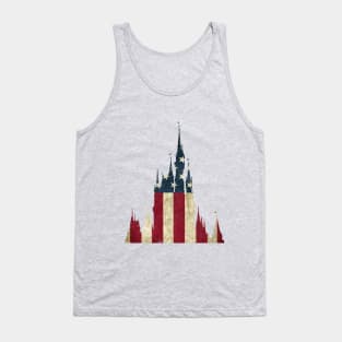 American Flag Magic Castle Silhouette Tank Top